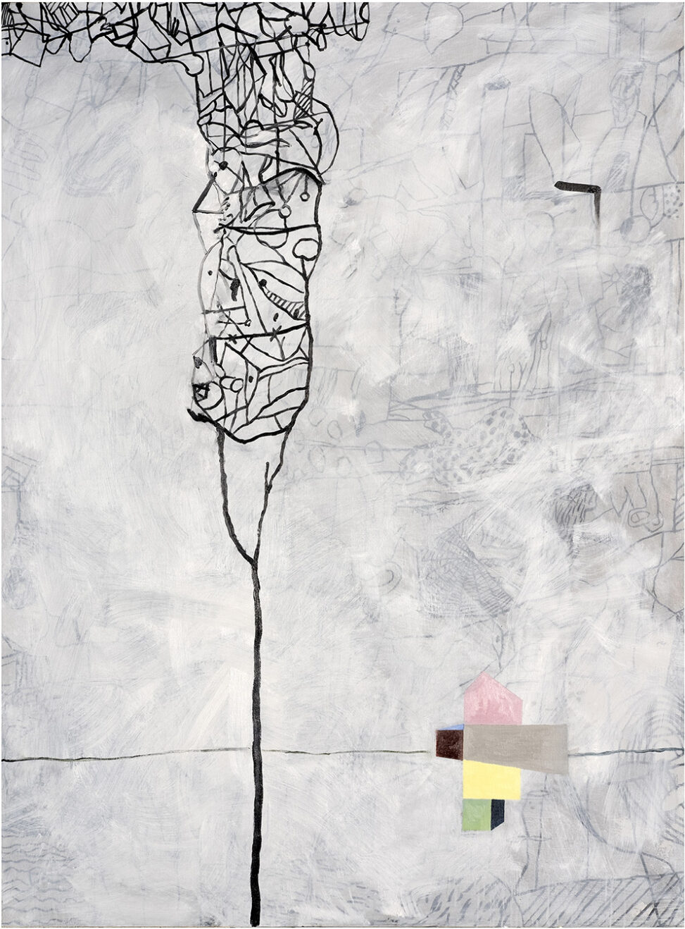 «Ronce, clou, maison», huile sur toile, 200 x 150 cm, 2023.