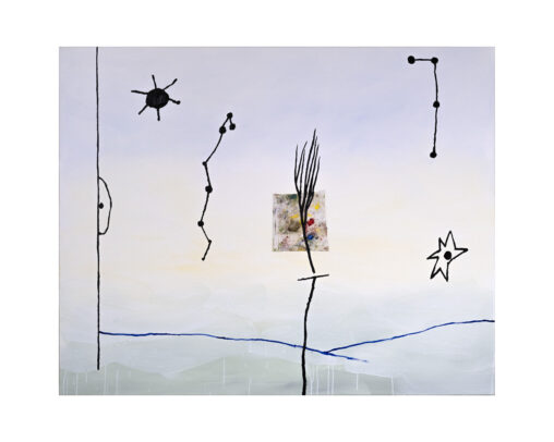 "Guet, chiffon" huile et collage sur toile, 130x162 cm, 2025