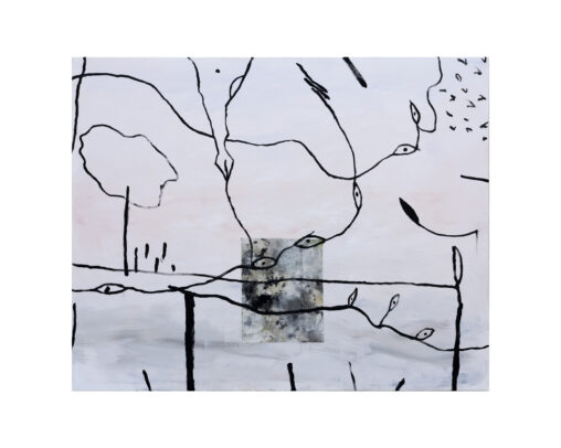 "Piste, chiffon" huile et collage sur toile, 130x162 cm, 2025.