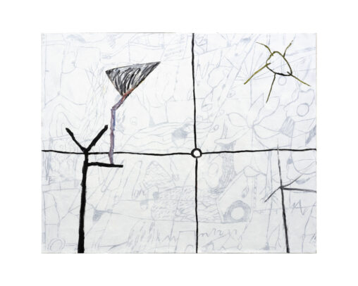 "Cible, oiseau, perchoir" huile sur toile, 130x162 cm, 2024.