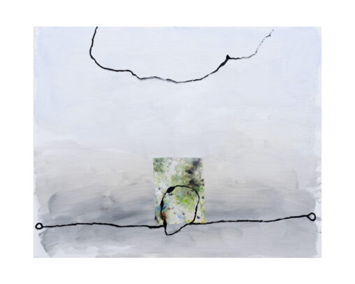 "Moment,chiffon" huile et collage sur toile, 130x162 cm, 2024.