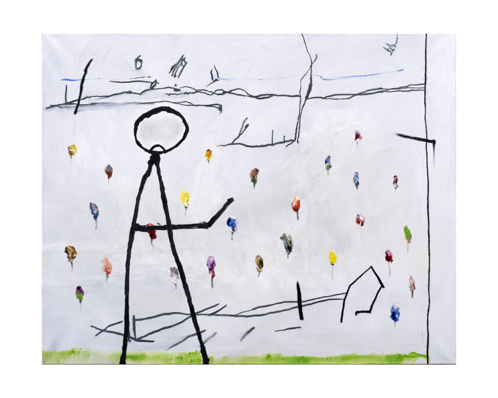 "Promeneur, fleurs"